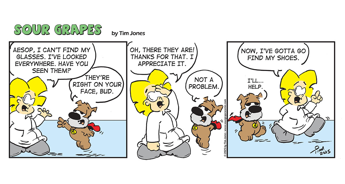 Sour Grapes Comic Strip - Glasses #2 10-31-25