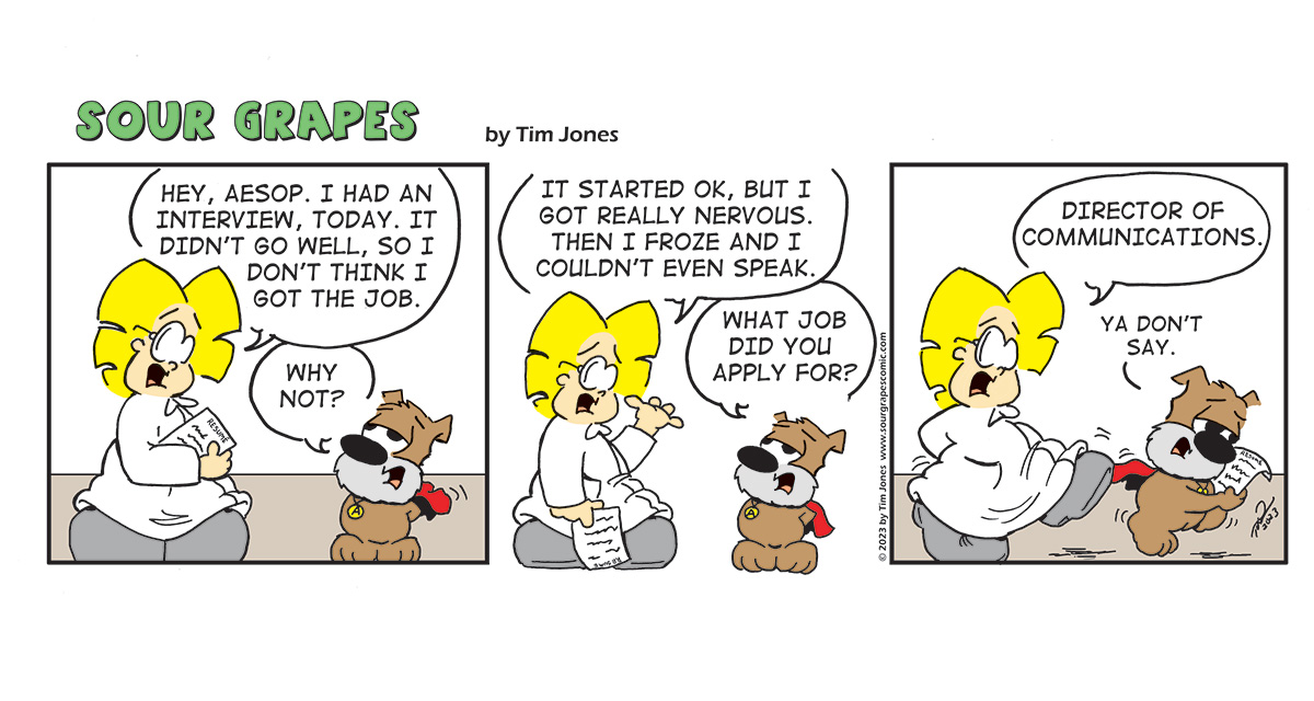 Sour Grapes comic strip "Interview"