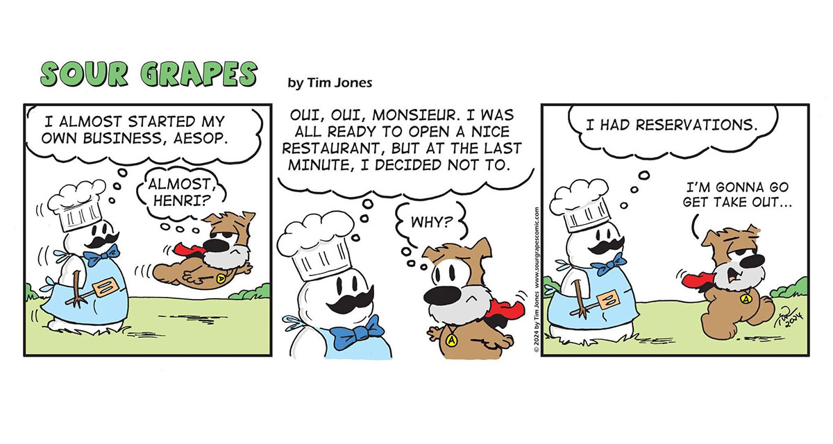 Sour Grapes comic - Restaurant 3-22-24