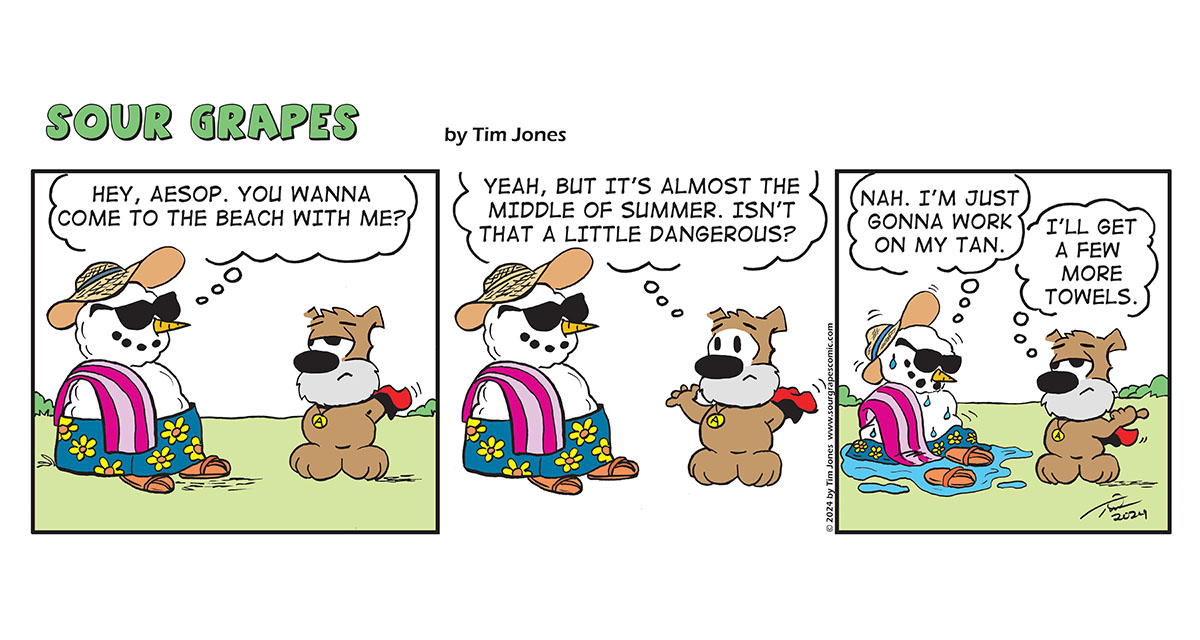 Sour Grapes Comic Strip - Sun Tan 7-12-24